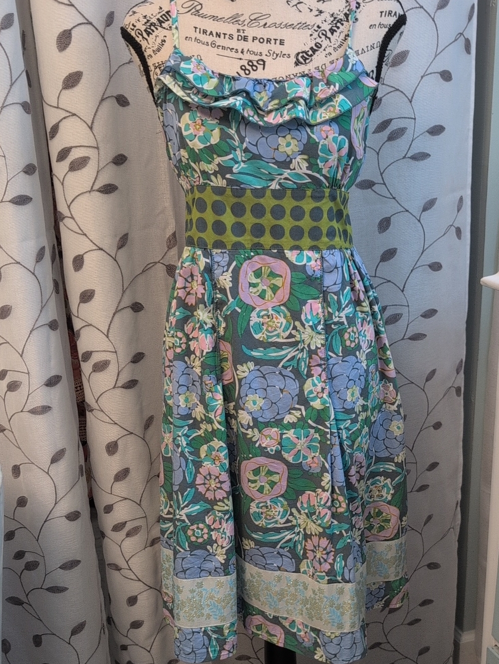 Matilda Jane Green, Blue and Pink Floral Ruffle Midi Dress